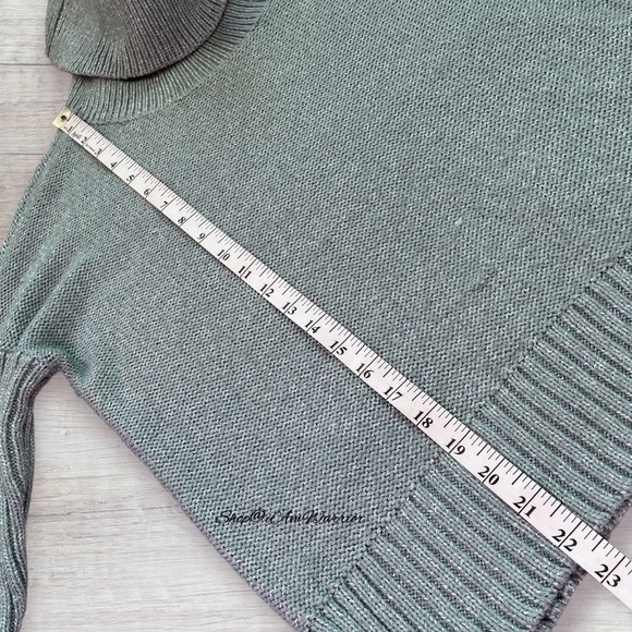Chico’s aqua cowl neck 3/4 sleeve slouchy shimmer sweater *shop@iamwarrior - Picture 7 of 9